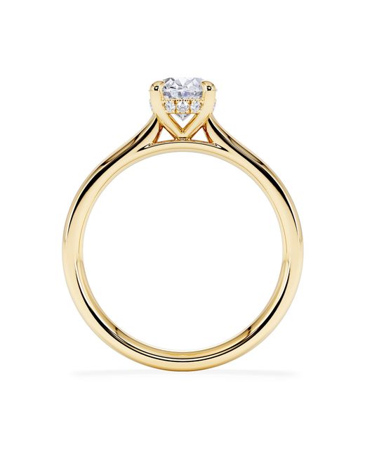 The Diamond Store Metallic Amora Oval 1.00Ct Hidden Halo Diamond Engagement Ring G/Vs1 Set