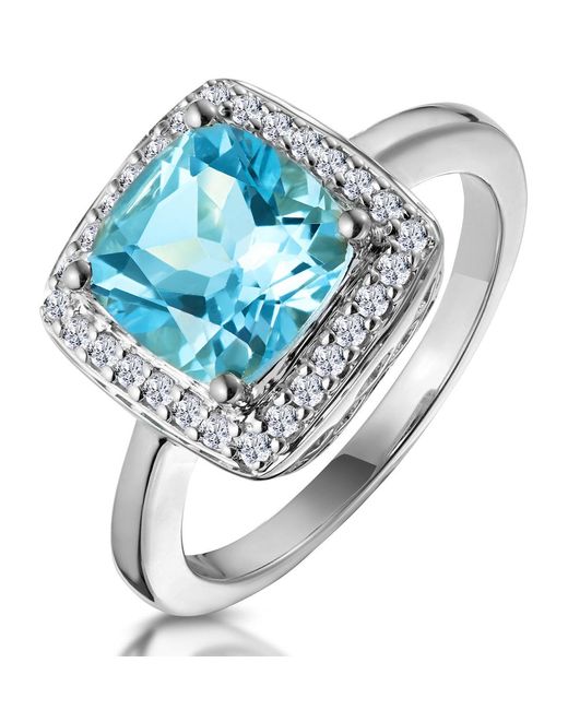 The Diamond Store Blue 2Ct Topaz And Lab Diamond Ring 9K