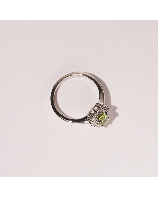 The Diamond Store Green Peridot 7 X 5Mm And Diamond 9K Ring