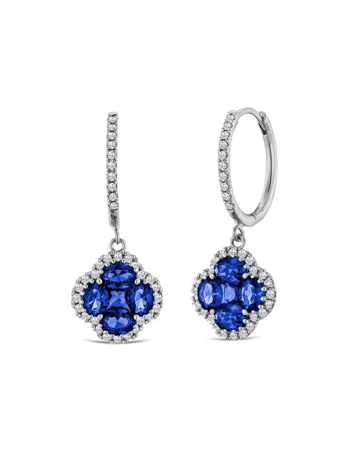 The Diamond Store Blue Alegria 2.00Ct Lab Sapphire Halo Earrings