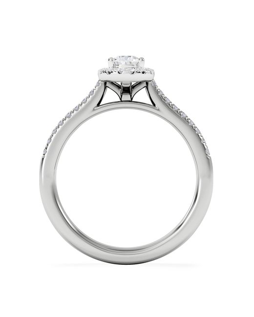 The Diamond Store White Lumia Pear Cut Lab Diamond Halo Ring 0.70Ct F/Vs