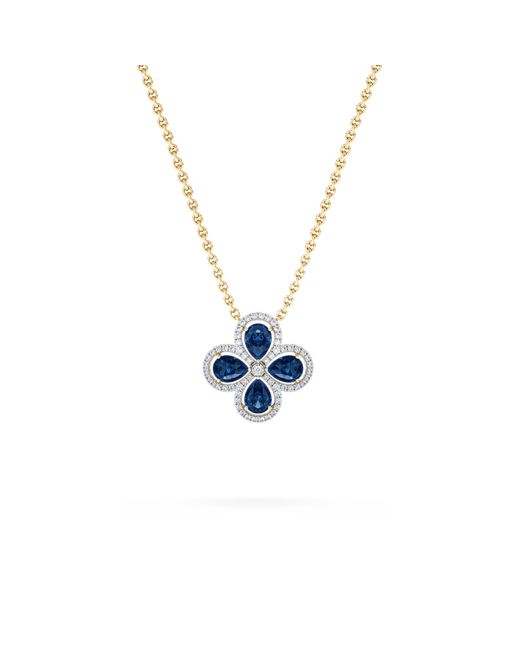 The Diamond Store Blue Bloom 3.40Ct Lab Sapphire And Lab Diamond Necklace