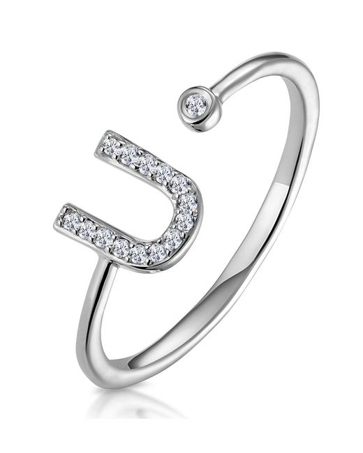 The Diamond Store Metallic Diamond Initial 'U' Ring 0.07Ct Set