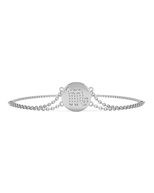 The Diamond Store White Astrology Scorpio 0.07Ct Lab Grown Diamond Adjustable Medallion Bracelet Sterling