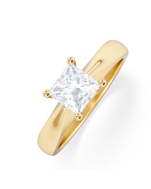 The Diamond Store Metallic Naomi Princess Cut Lab Diamond Engagement Ring 1.00Ct H/Si