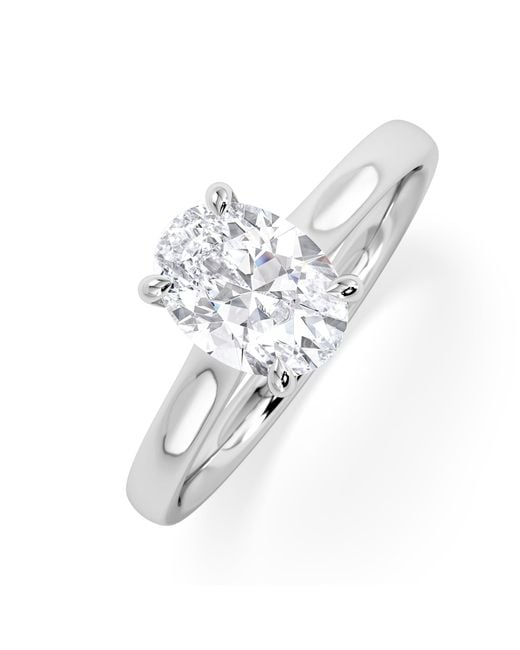 The Diamond Store White Amora Oval 1.00Ct Hidden Halo Lab Diamond Engagement Ring F/Vs1 Set