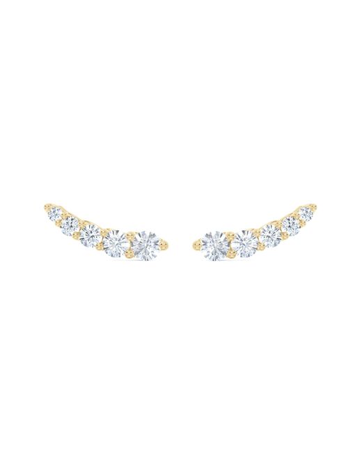 The Diamond Store Metallic Legacy 1.00Ct Round Cut Lab Diamond Ear Climber Stud Earrings