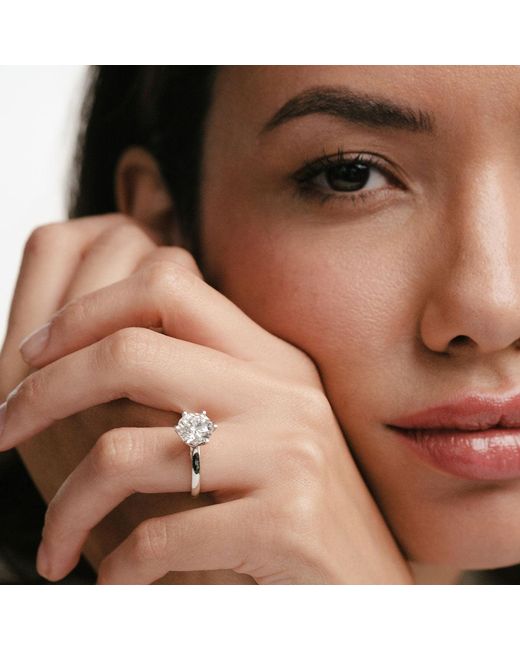 The Diamond Store White Low Set Chloe 3.00Ct Lab Diamond Round Cut Engagement Ring