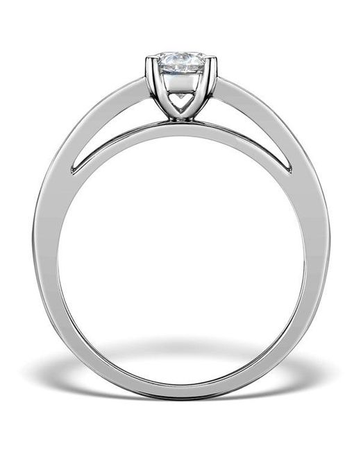 The Diamond Store Metallic Sidestone Engagement Ring Eleri 0.90Ct Si1 Princess Diamonds 18Kw