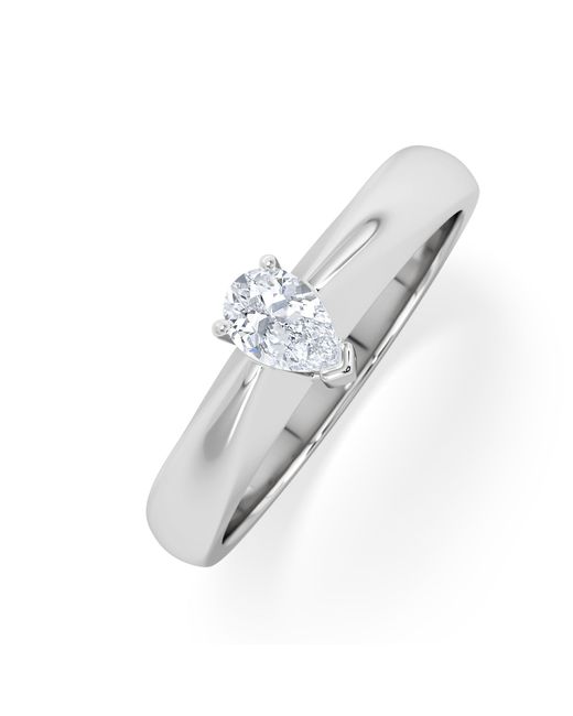 The Diamond Store White Naomi Pear Cut Lab Diamond Engagement Ring 0.33Ct H/Si