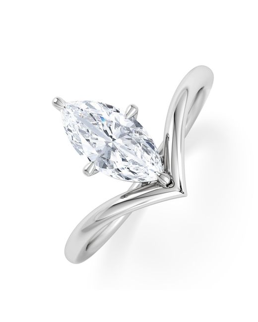 The Diamond Store White Vela 1.00Ct Marquise Cut Lab Diamond Solitaire Engagement Ring