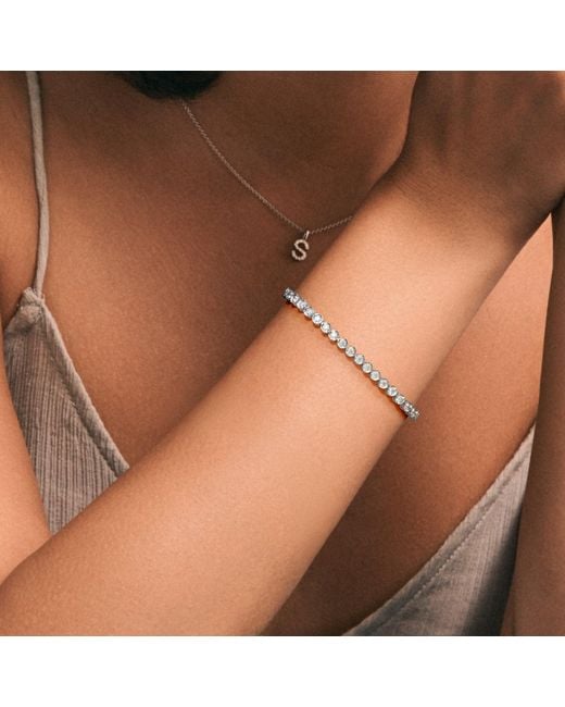 The Diamond Store Metallic 3.00Ct Round Cut Lab Diamond Bezel Tennis Bracelet