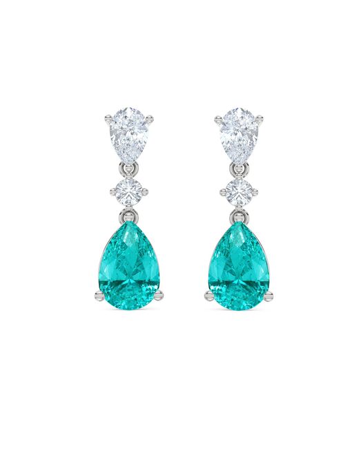 The Diamond Store Blue 9.00Ct Pear Cut Lab Paraíba Yag Drop Earrings