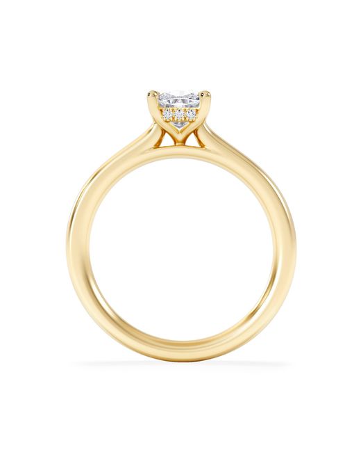 The Diamond Store Metallic Amora 1.00Ct Elongated Cushion Cut Lab Diamond Hidden Halo Solitaire Engagement Ring