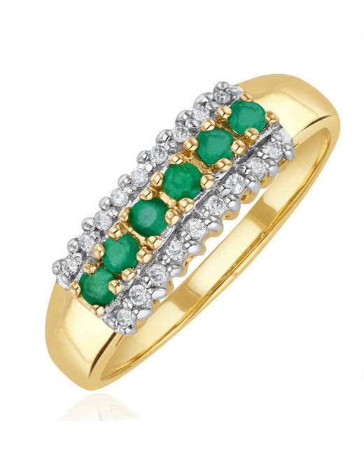 The Diamond Store Metallic Emerald 0.38Ct And Diamond 9K Ring