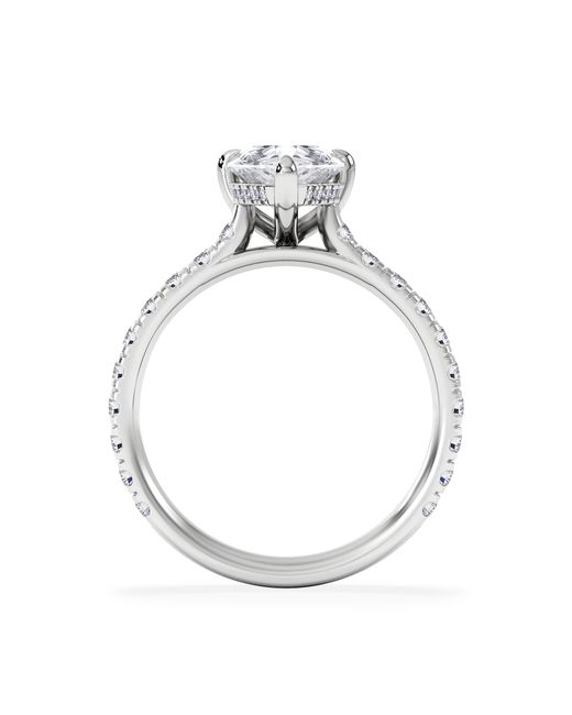 The Diamond Store Blue Amora Pear 2.55Ct Hidden Halo Lab Diamond Engagement Ring With Side Stones Set