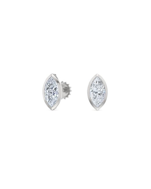 The Diamond Store Metallic Bezel Set 1.00Ct Marquise Cut Lab Diamond Stud Earrings