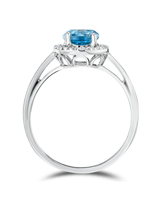 The Diamond Store Blue Topaz 1.56Ct And Diamond 925 Sterling Ring