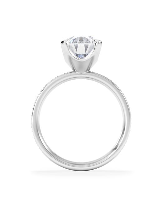 The Diamond Store White Origin 3.30Ct Oval Cut Lab Diamond Solitaire Engagement Ring With Side Stones