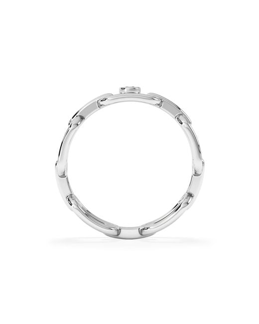 The Diamond Store White Bound Lab Diamond Link Ring 0.041Ct Round Cut