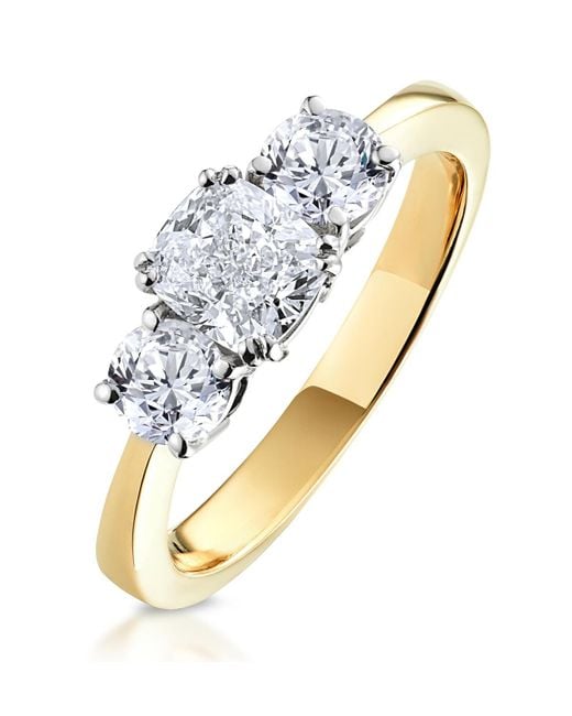 The Diamond Store Metallic 3 Stone Meghan Lab Diamond Engagement Ring 1.7Ct F/Vs1