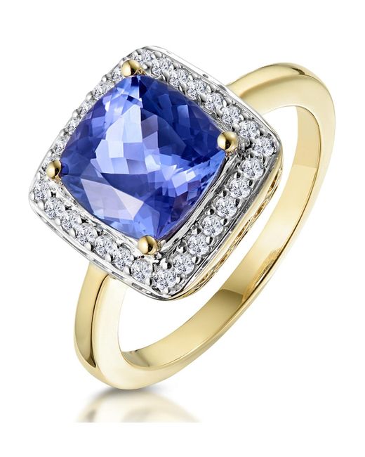 The Diamond Store Blue 2Ct Tanzanite And Diamond Statement Ring 18K
