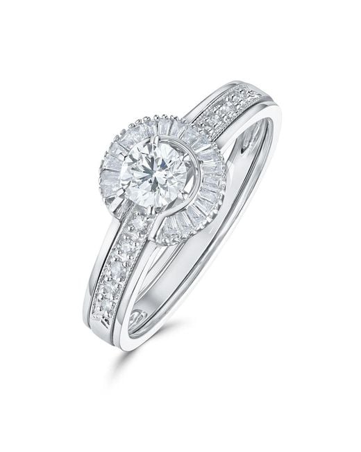 The Diamond Store White Diamond 0.65Ct And 9K Solitaire Ring With Shoulders
