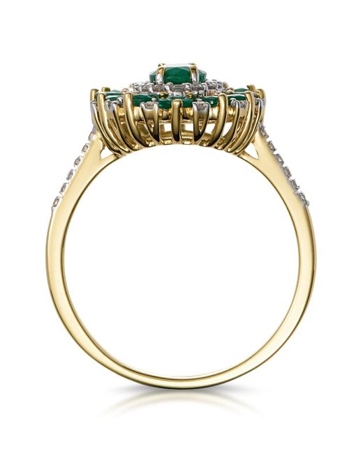 The Diamond Store Green 1.35Ct Emerald Asteria Collection Lab Diamond Halo Ring