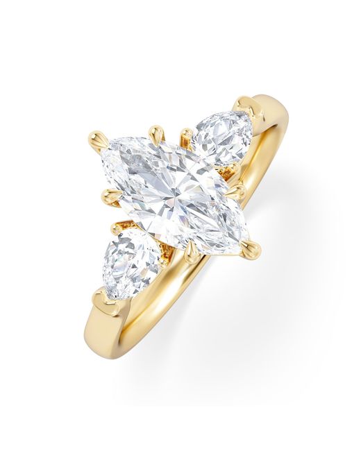 The Diamond Store Metallic Adore 1.50Ct Marquise Cut Lab Diamond 3 Stone Engagement Ring