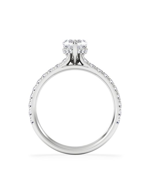 The Diamond Store White Amora Heart 0.97Ct Hidden Halo Lab Diamond Engagement Ring With Side Stones Set