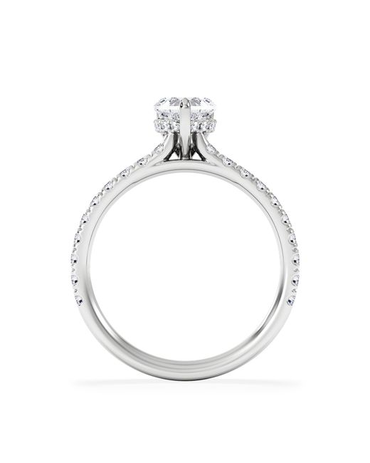 The Diamond Store White Amora Heart 0.97Ct Hidden Halo Lab Diamond Engagement Ring With Side Stones Set