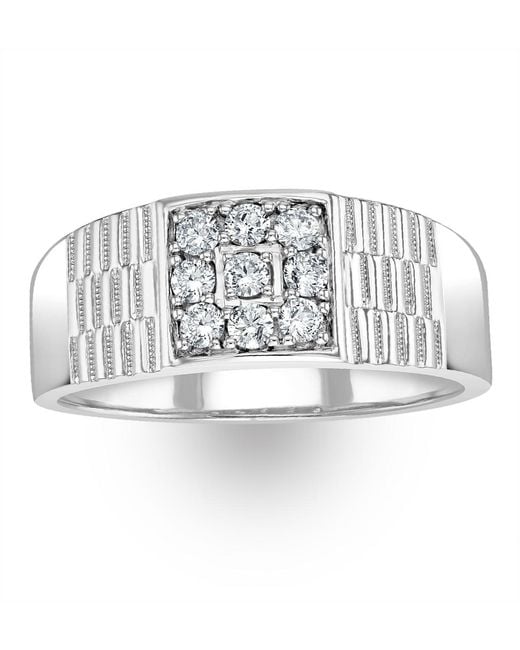 The Diamond Store Metallic Lab Diamond Signet Ring 0.50Ct H/Si for men