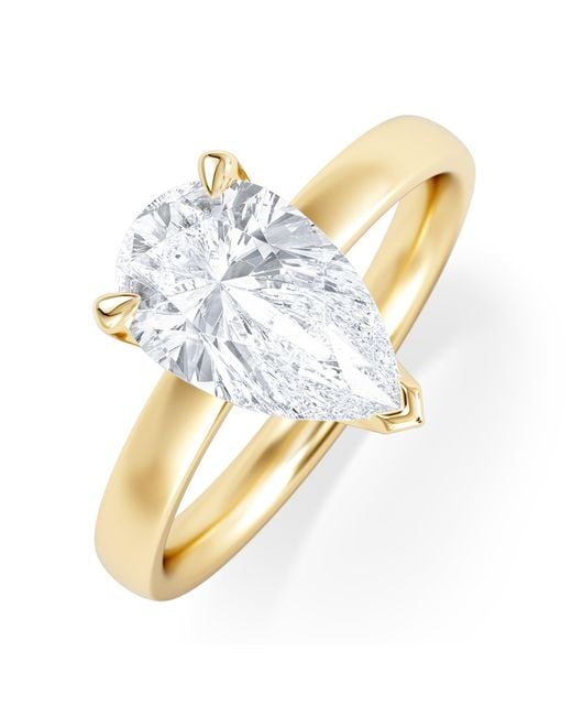 The Diamond Store Metallic Origin 2.00Ct Pear Cut Lab Diamond Solitaire Engagement Ring