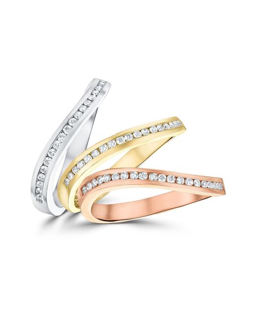 The Diamond Store White 18K Three Tone 6Mm Diamond Half Eternity Ring