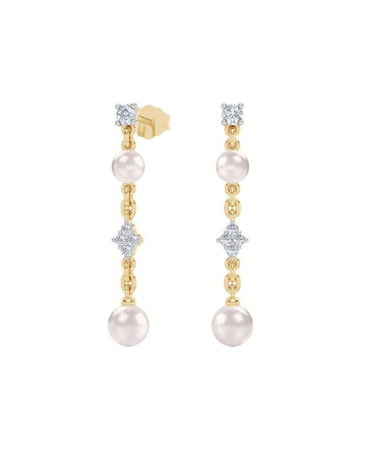 The Diamond Store Metallic Eden 4Mm And 5Mm Round Pearls And Lab Diamond Drop Earrings