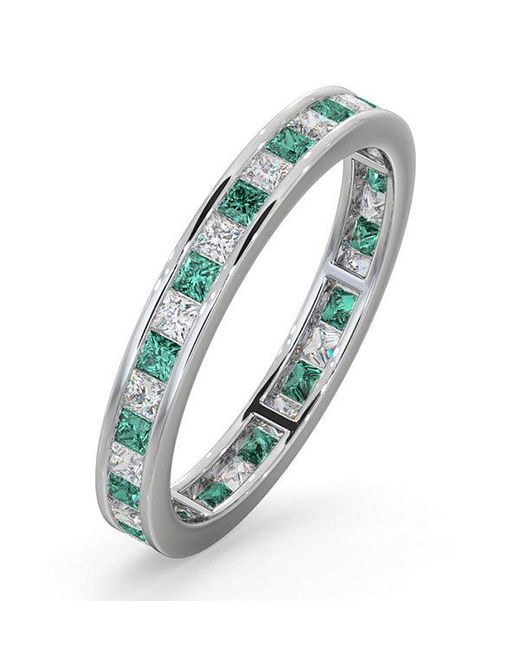 The Diamond Store Blue Eternity Ring Lauren Diamonds H/Si And Emerald 1.15Ct