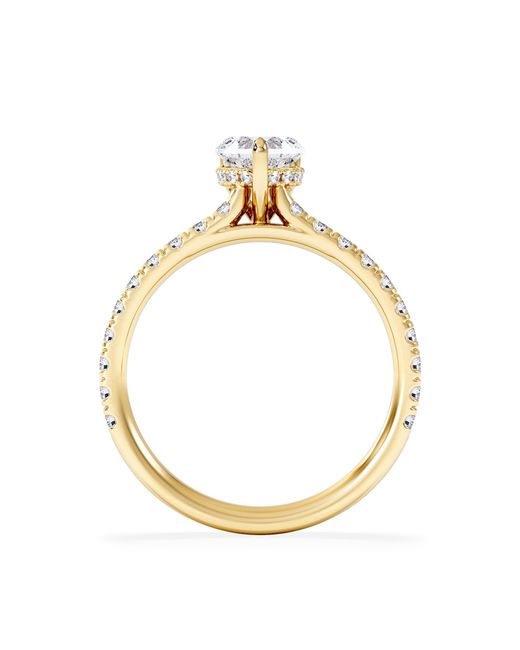 The Diamond Store Metallic Amora Heart 0.97Ct Hidden Halo Lab Diamond Engagement Ring With Side Stones Set