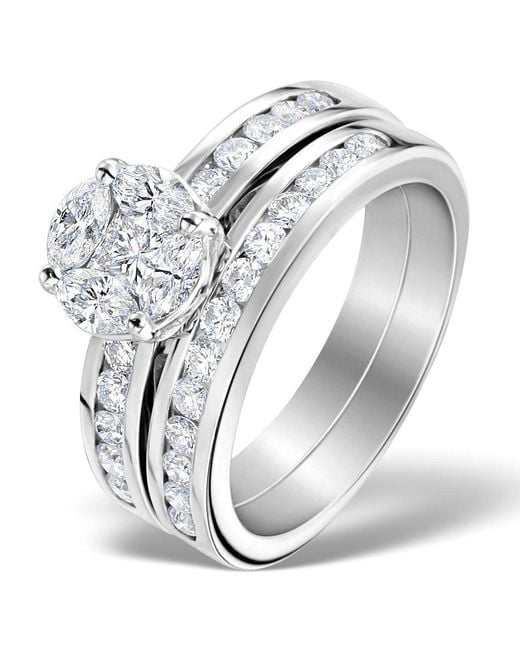 The Diamond Store Metallic Matching Diamond Engagement And Wedding Ring 1.46Ct