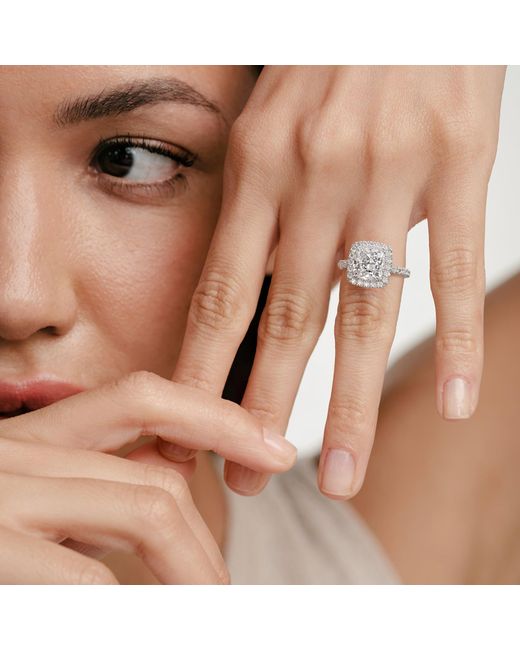 The Diamond Store Metallic Beatrice 3.55Ct Lab Diamond Cushion Cut Engagement Ring