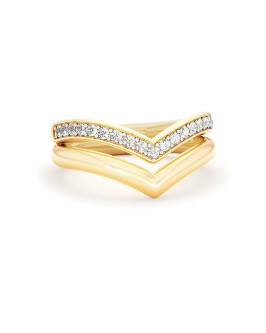 The Diamond Store Metallic Dual 0.27Ct Lab Diamond Stacking Wishbone Ring