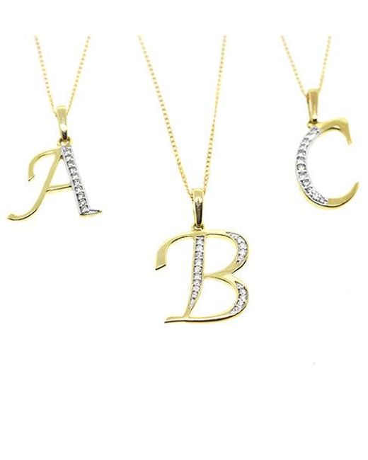 The Diamond Store Metallic Initial 'C' 0.05Ct Lab Diamond Pendant Necklace