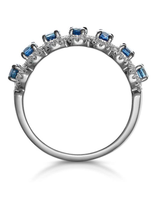 The Diamond Store Blue Sapphire And Diamond Halo Asteria Eternity Ring