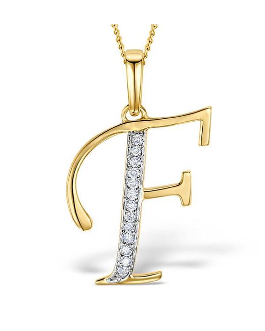 The Diamond Store Metallic Initial 'F' 0.05Ct Lab Diamond Pendant Necklace