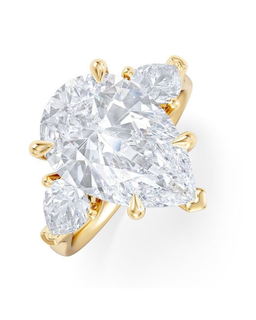 The Diamond Store Blue Adore 6.00Ct Pear Cut Lab Diamond 3 Stone Engagement Ring