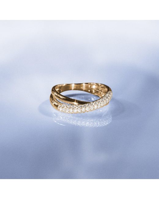 The Diamond Store Metallic Crossover Set Lab Diamond Pave Ring 0.35Ct In18K Vermeil