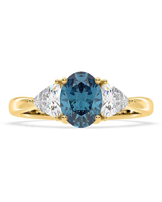 The Diamond Store Metallic Dalia Lab Diamond Oval With Trillions 1.70Ct Ring