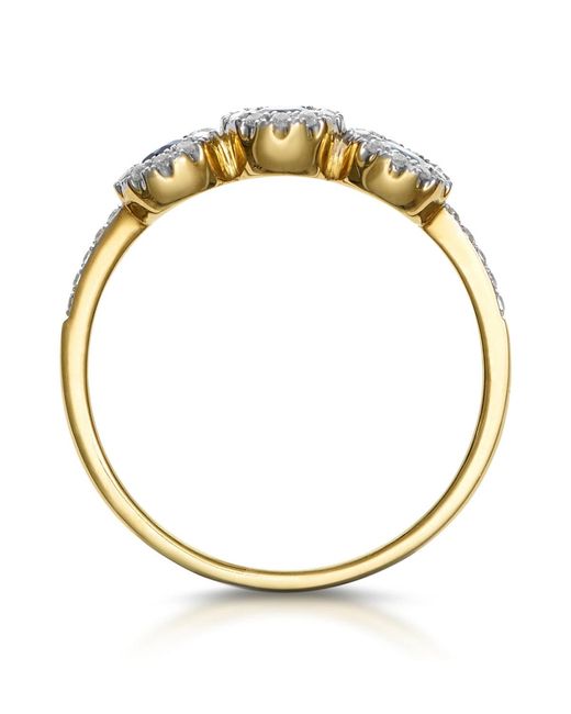 The Diamond Store Blue Sapphire And Lab Diamond Halo Trilogy Ring 9K
