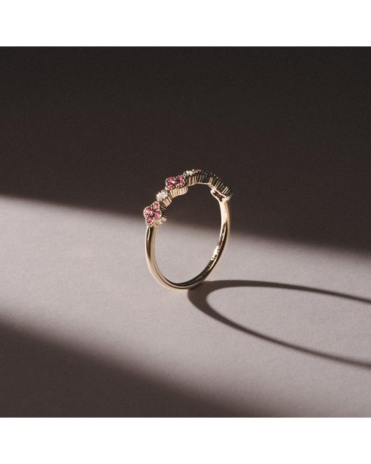 The Diamond Store Metallic Alegria 4 Clover Lab Ruby Ring 0.18Ct