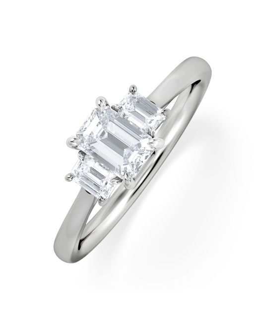 The Diamond Store White Evoke 3 Stone Emerald Cut Lab Diamond Ring 0.50Ct