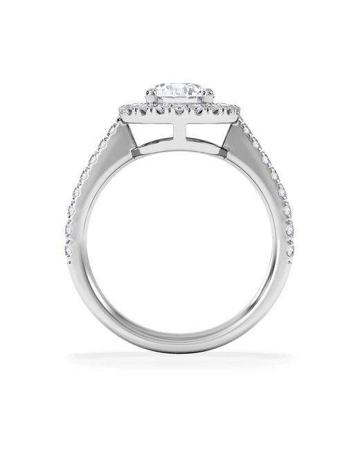The Diamond Store White Ella Halo Lab Diamond Engagement Ring Igi 1.30Ct F/Vs1 18K